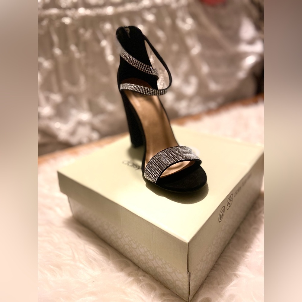 Black with rhinestone heels